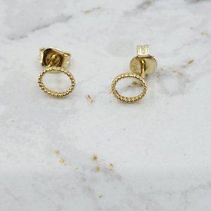 Gold Plated on Sterling Silver Halo Stud Earrings
